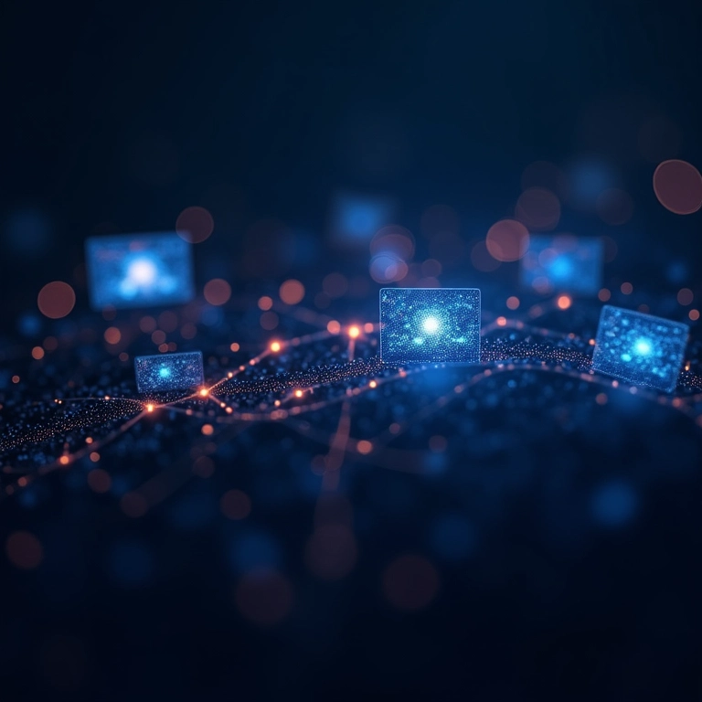 Visualização abstrata da coleta de dados por IA.