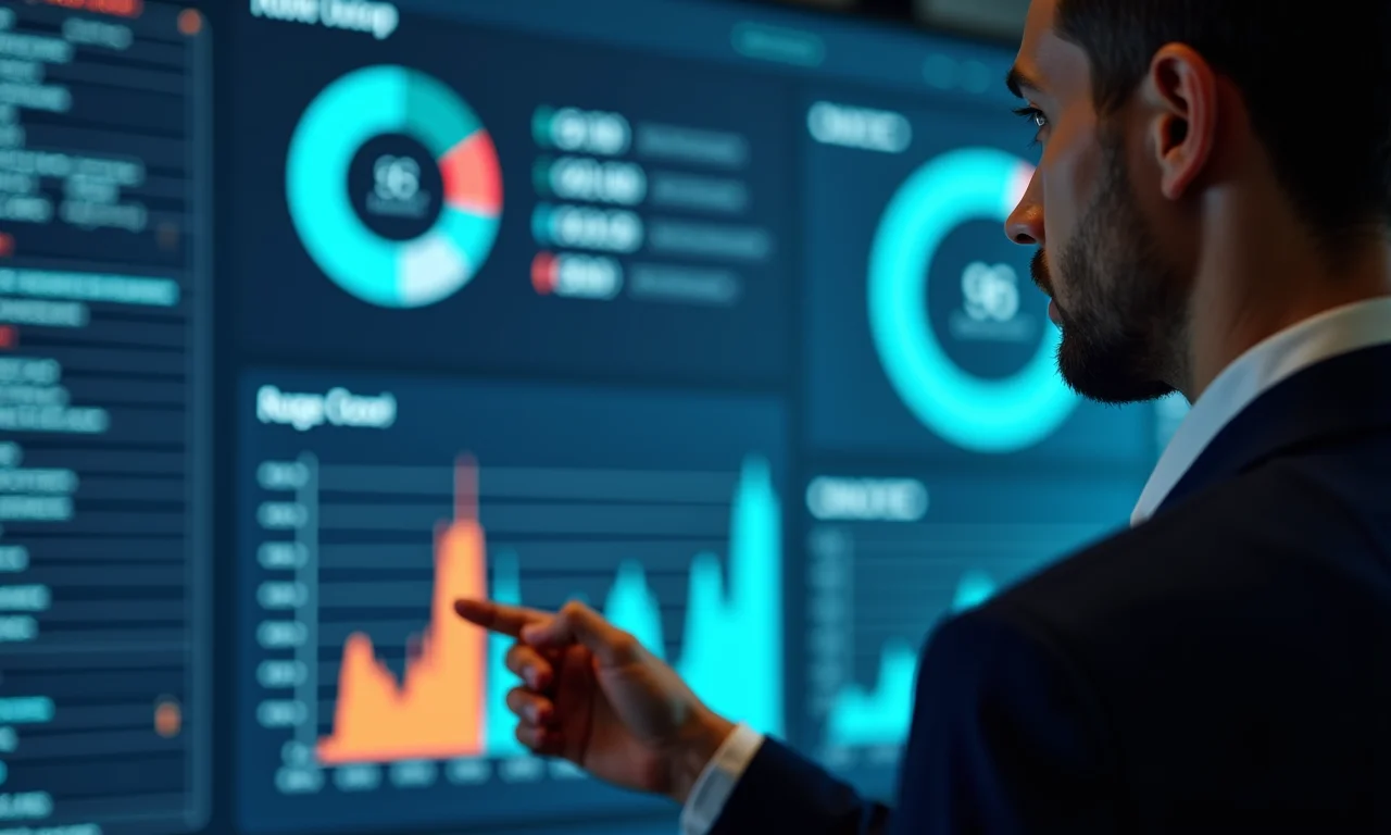 Analista de dados revisando insights de comportamento do usuário em um dashboard.