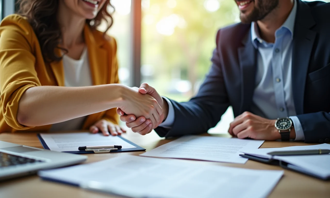 Aperto de mãos selando acordo sobre benefícios previdenciários.