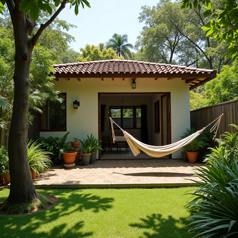Casa com quintal espaçoso em bairro residencial de SP, com rede.