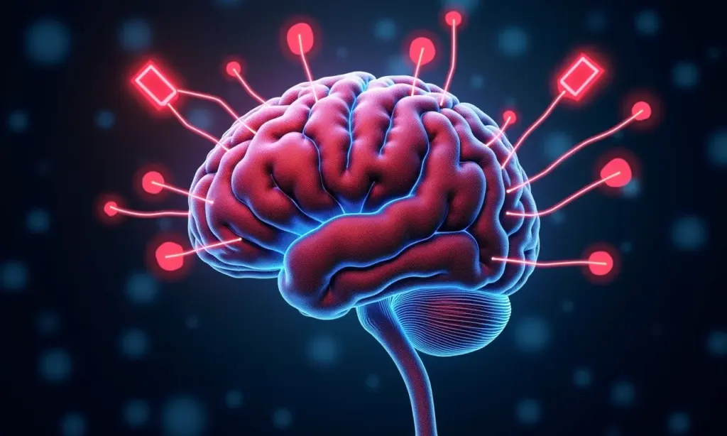 Use IA Para Aplicar Estratégias de Precificação Psicológica Cérebro digital representando precificação psicológica com IA.