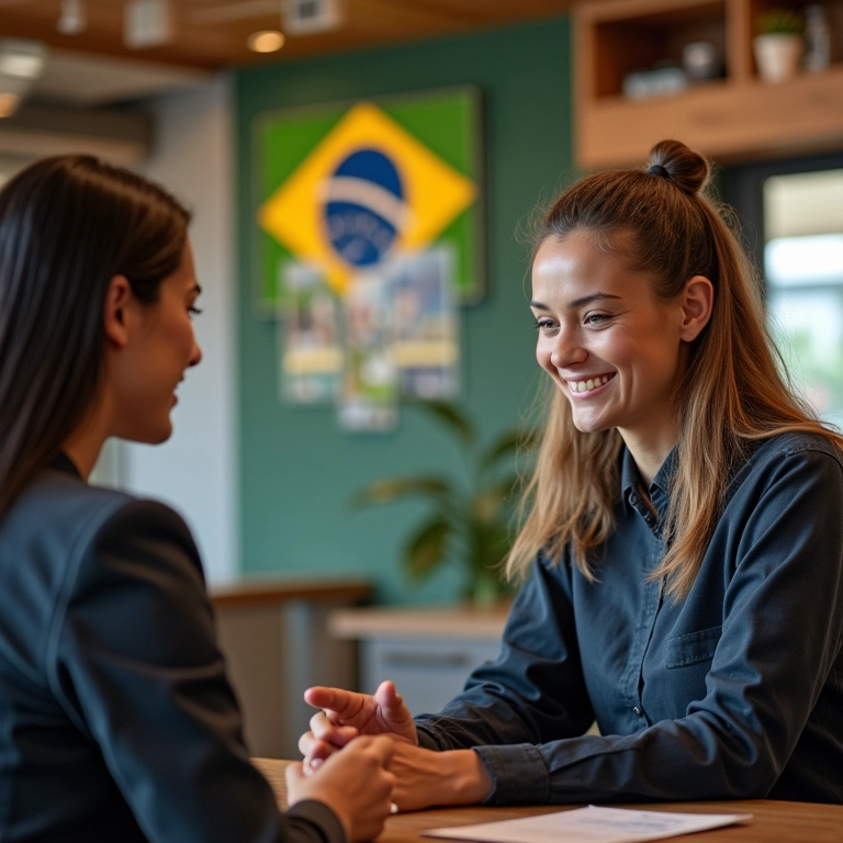 Cliente fiel interagindo com representante da marca, serviço personalizado.