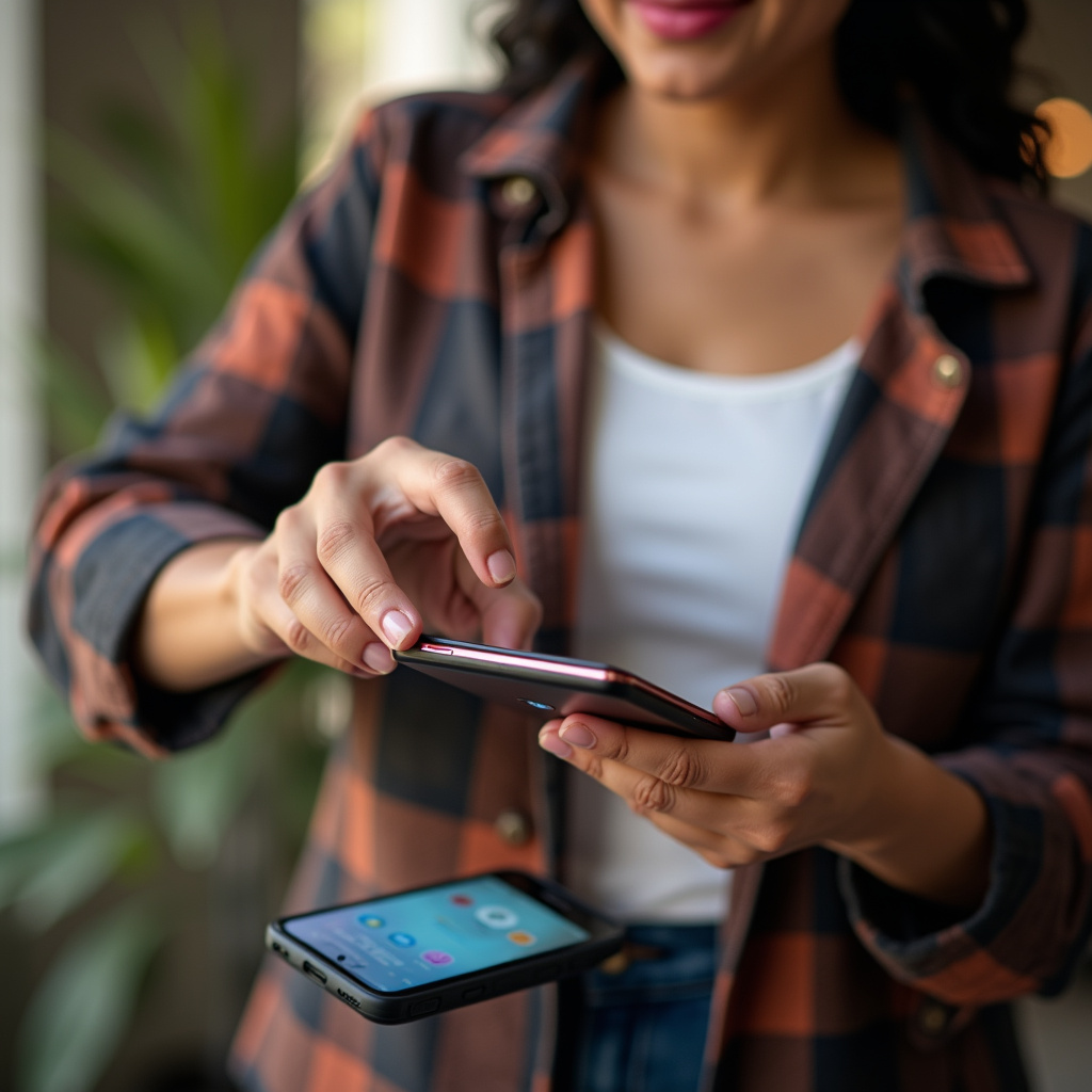 Commercial photography of a diverse entrepreneur managing payments on TikTok Shop, showcasing Sistema de pagamentos TikTok Shop.