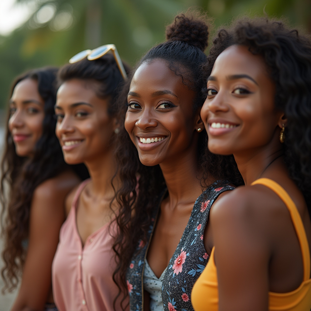 Commercial photography of a diverse group using relevant hashtags to increase the reach of their Hashtags para aumentar alcance TikTok.