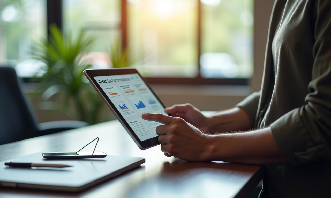 Configurando automação de marketing em tablet em São Paulo.