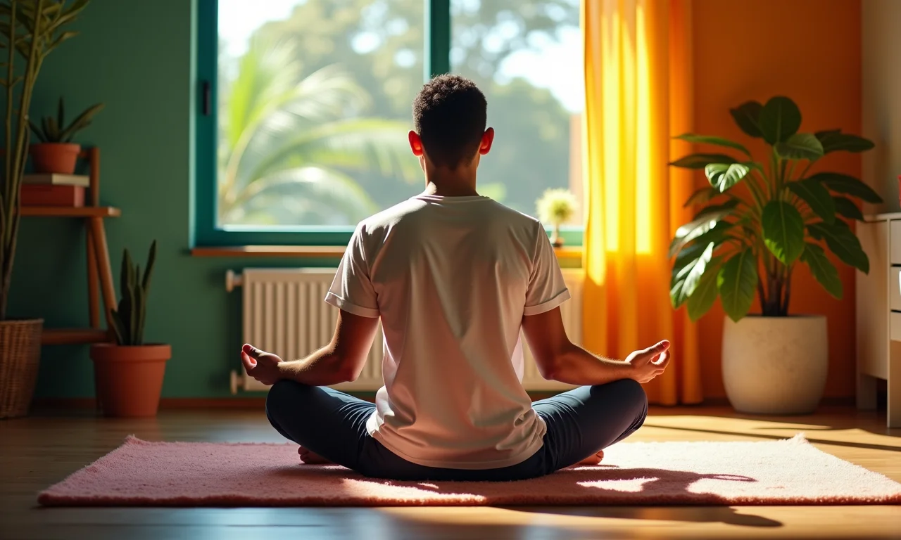 Empreendedor brasileiro meditando para manter a calma.