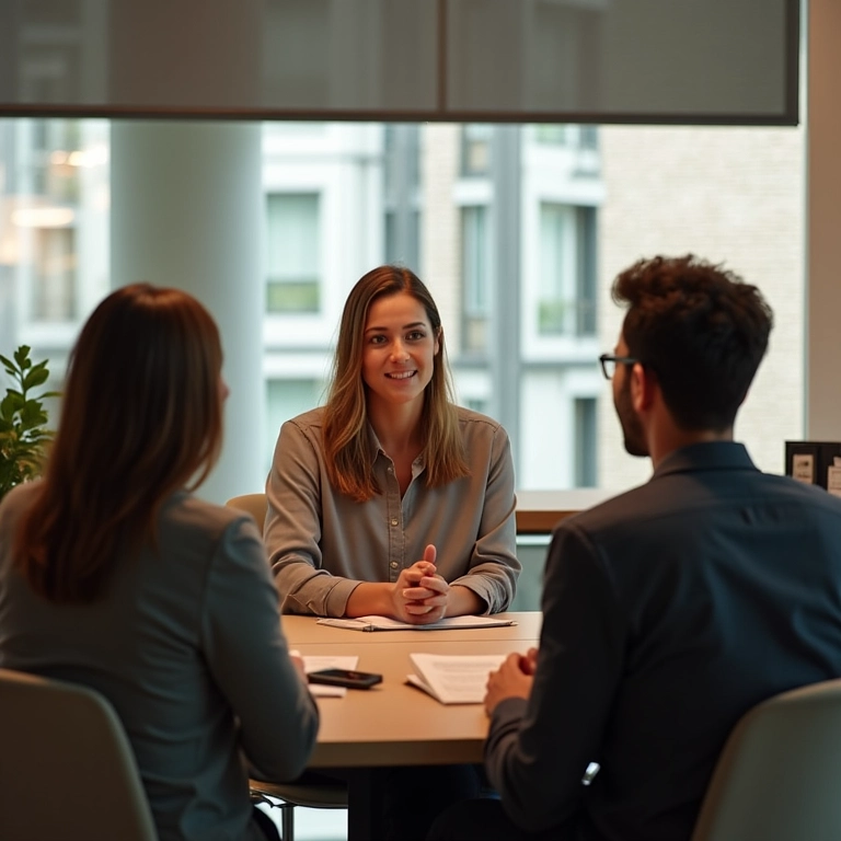 Empreendedora recebe mentoria individual em escritório moderno em SP.