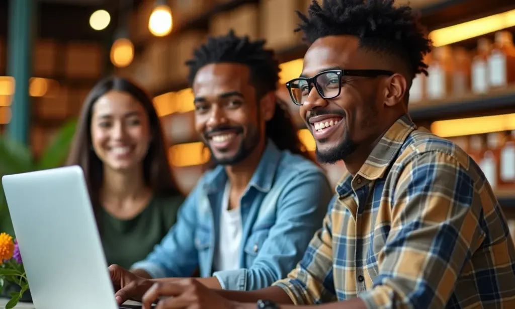 Ética no E-commerce em SP Construa uma Marca Responsável Empresários diversos sorrindo em SP, representando ética e confiança no e-commerce brasileiro.