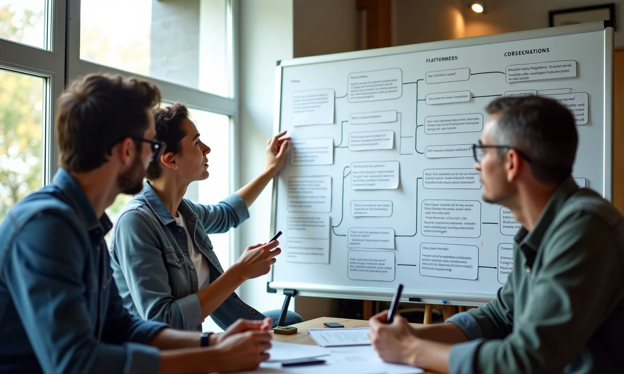Equipe criando diálogos naturais para assistente de voz.