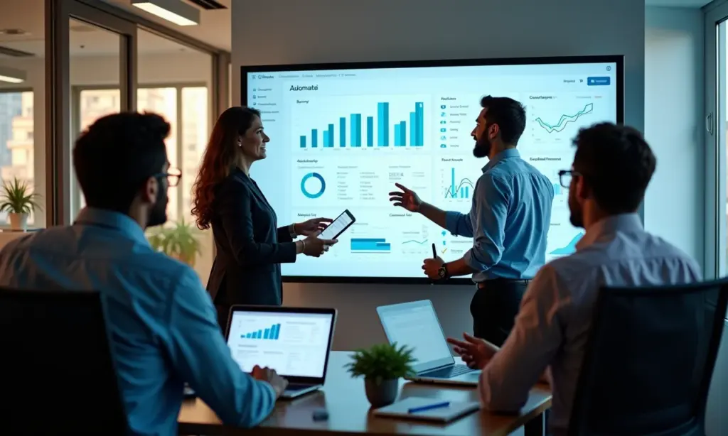 Automação de Marketing Completo em SP Simplifique sua Estratégia Equipe de marketing analisando métricas de automação em São Paulo.