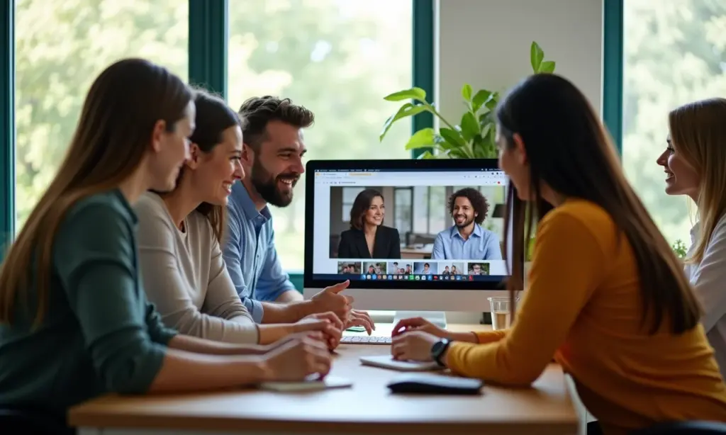 Tecnicas de Mediacao de Conflitos com Clientes no Ecommerce Equipe diversa solucionando conflito com cliente em frente ao computador.