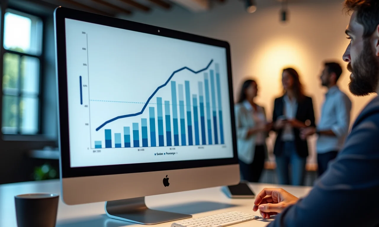 Gráfico mostrando aumento da taxa de conversão com chat online em escritório em SP.