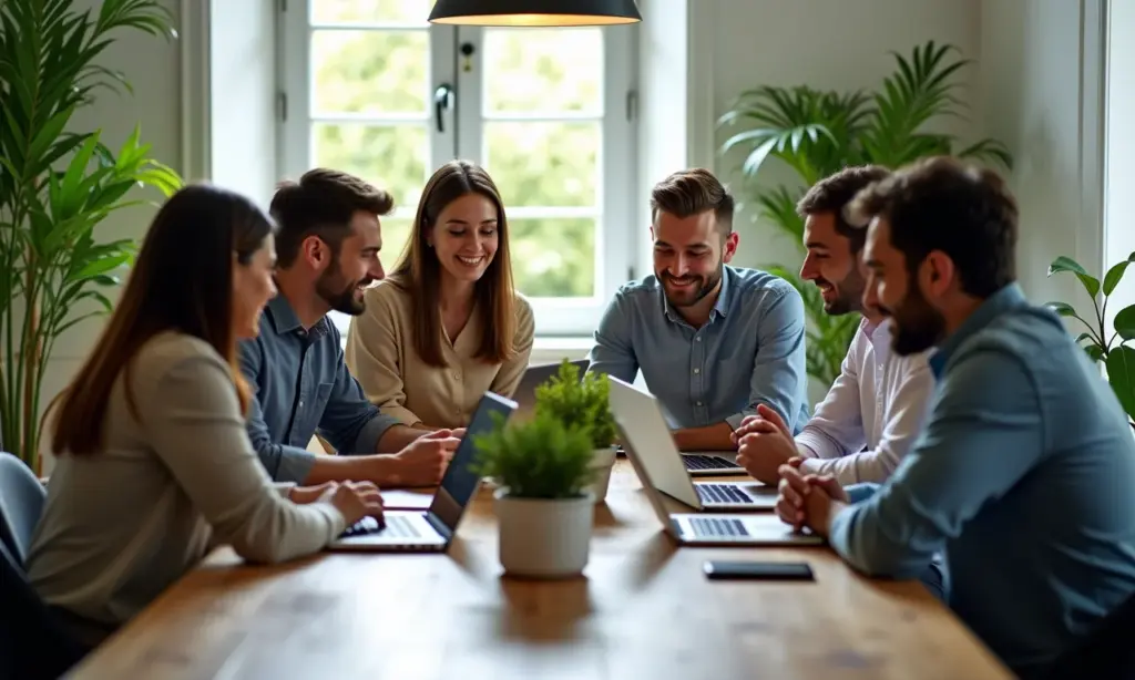 Investimento em Inovação Retorno Garantido Para o Futuro Grupo diverso de empreendedores colaborando em ideias inovadoras para o futuro.