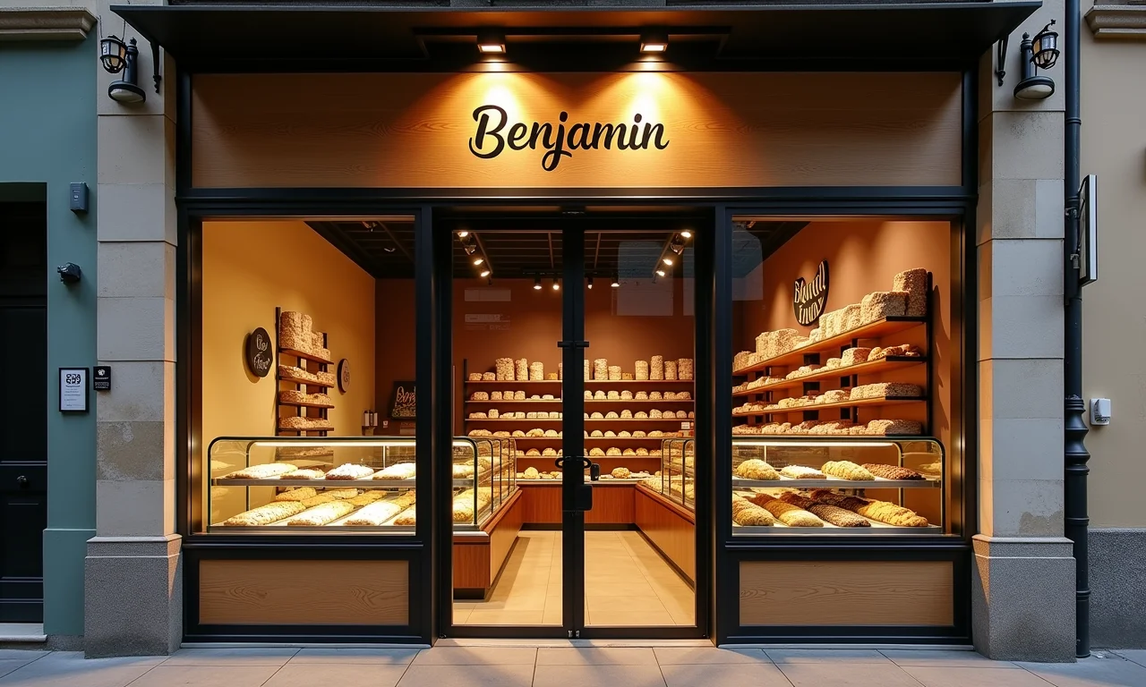 Identidade visual moderna da Padaria Benjamin em SP.