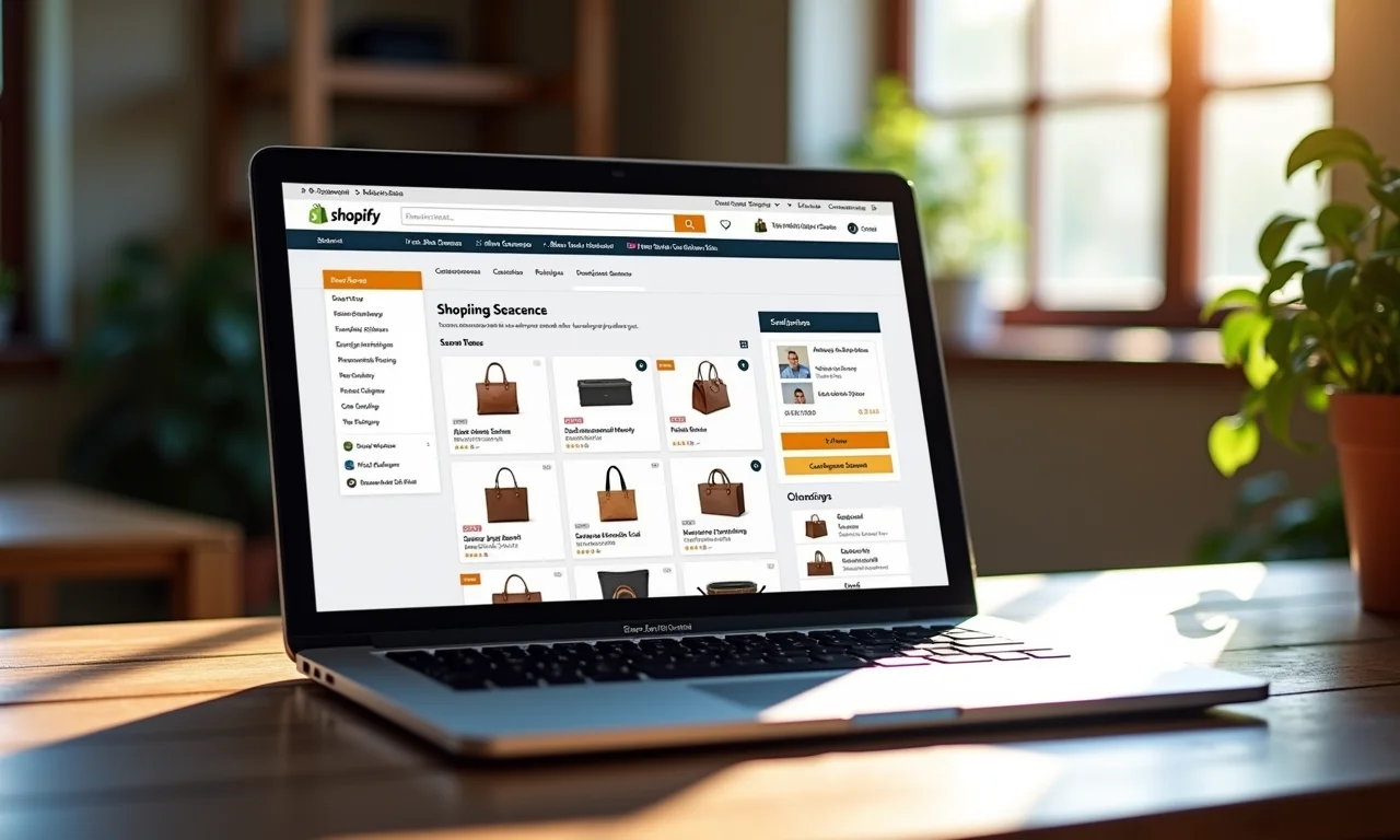 Integração Shopify e Amazon Seller Central em um laptop.