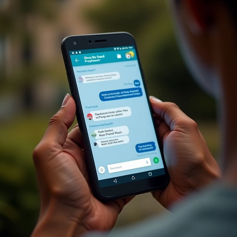 Interface de chatbot de IA em smartphone, simulando interação com cliente sobre preferências.