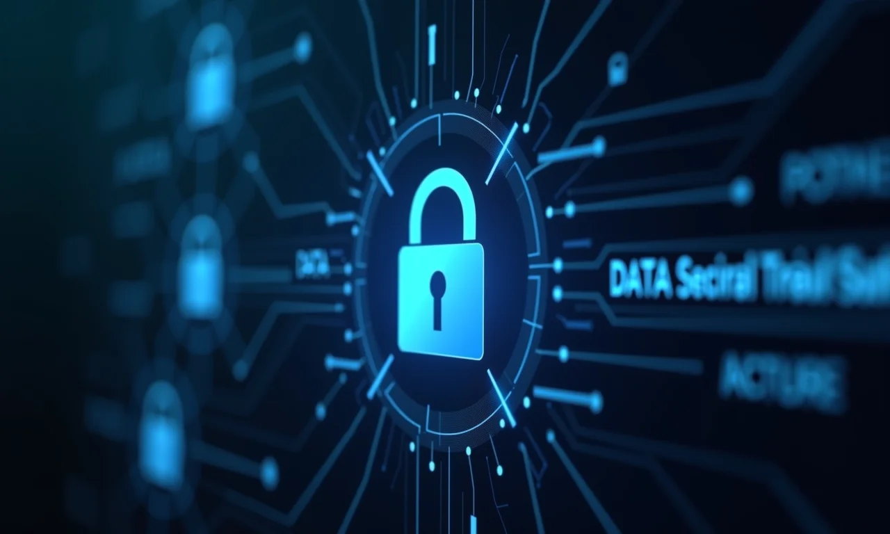 Interface de software mostrando criptografia de dados e recursos de segurança.