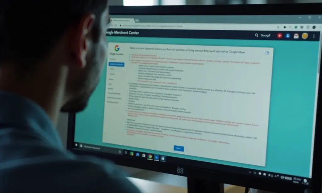 Erros Comuns no Google Merchant Center e Como Resolver Todos Interface do Google Merchant Center com erros visíveis na tela.