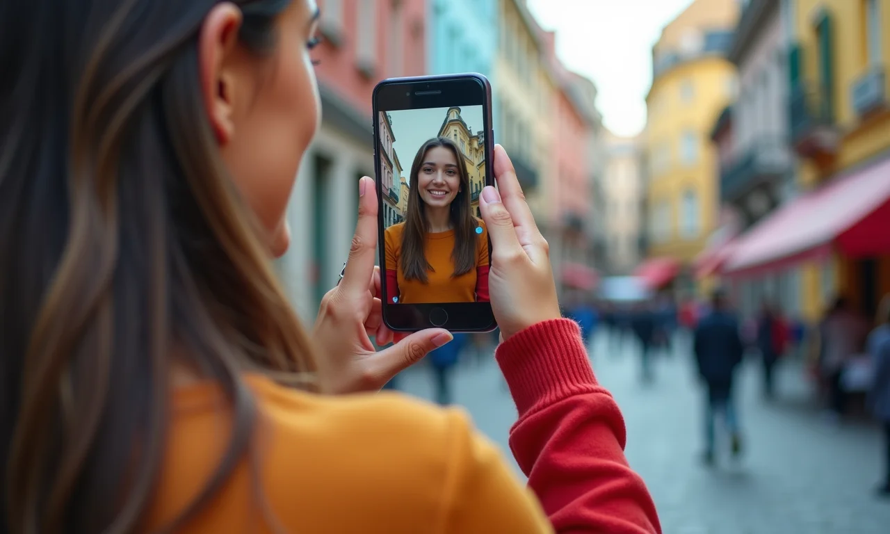 Jovem criando vídeo curto e criativo para redes sociais com smartphone.