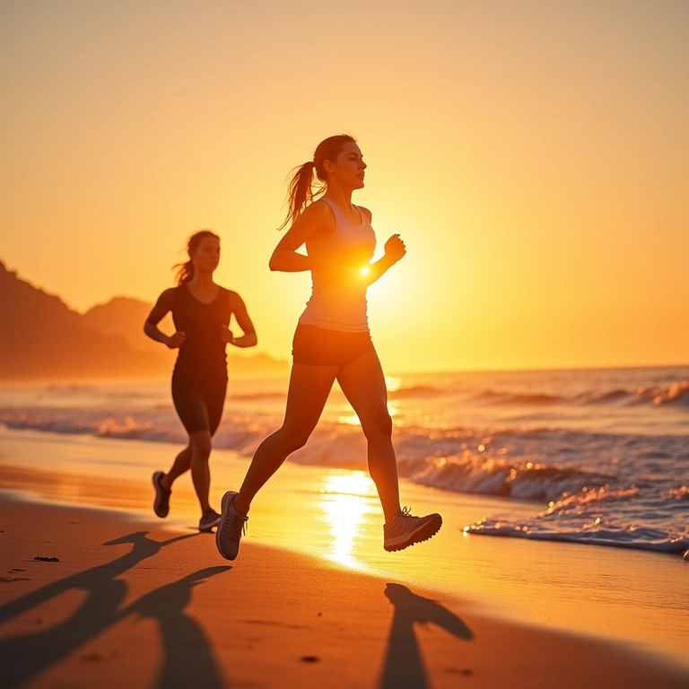 Mulher correndo na praia de Ipanema, alívio de tensão.