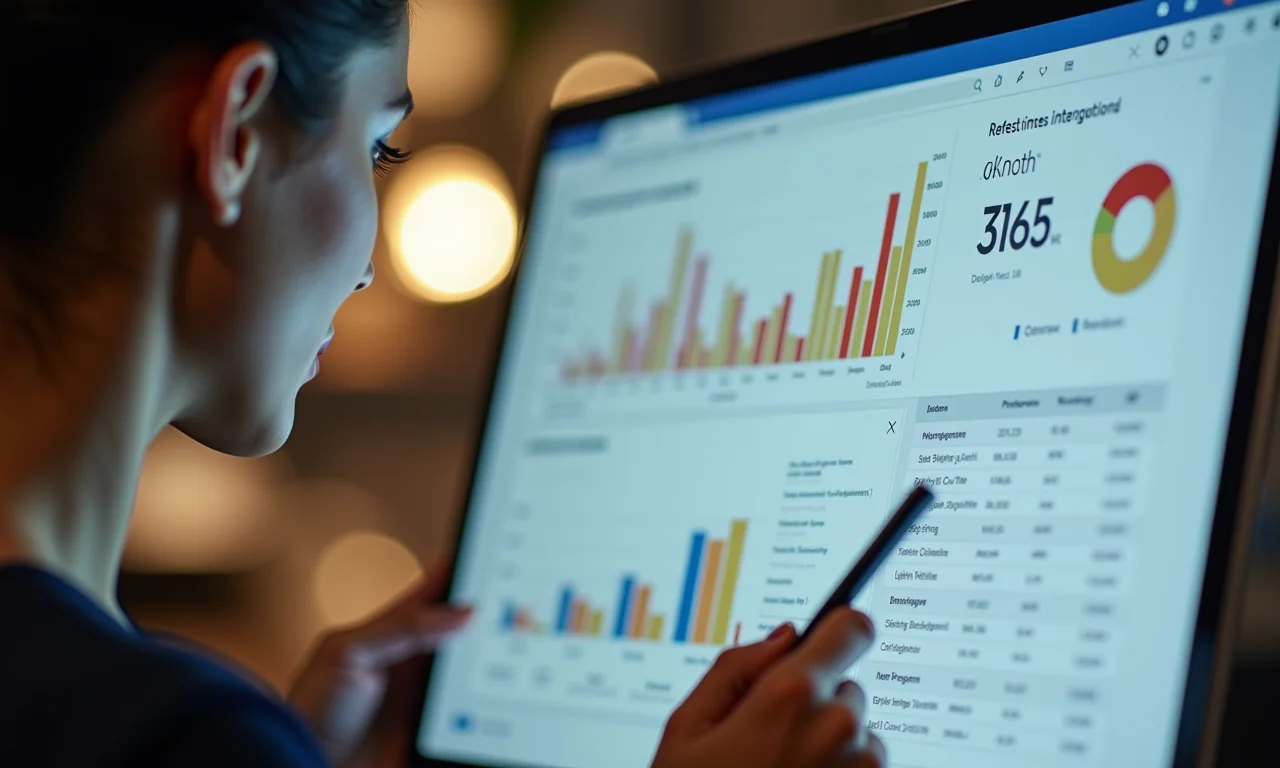 Mulher definindo objetivos de campanha Google Ads em painel de controle.