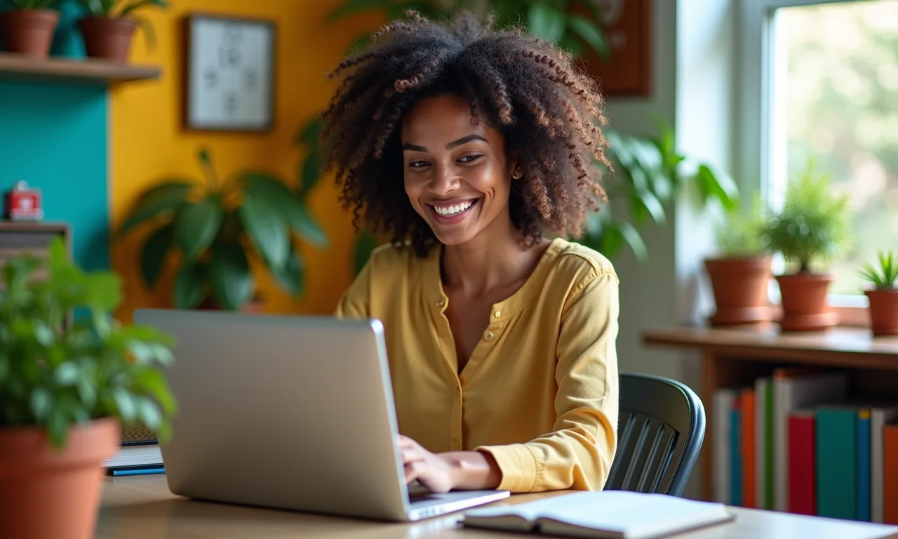 Mulher otimizando conteúdo SEO para e-commerce.