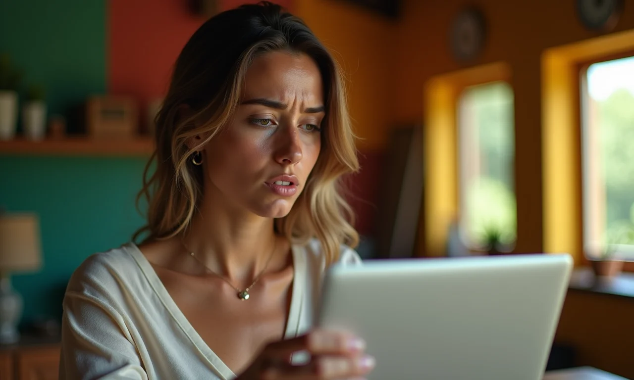 Mulher preocupada com e-mail marketing e LGPD.