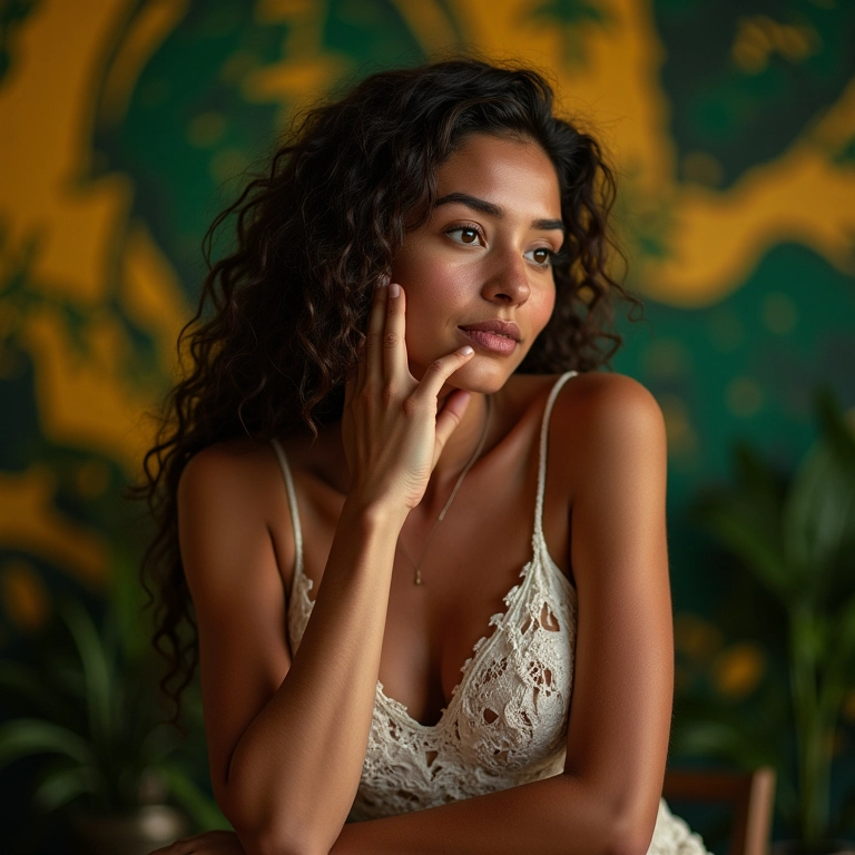 Você sabe a diferença entre resiliência e resiliência tóxica? Cuidado Mulher refletindo em ambiente colorido, representando resiliência.