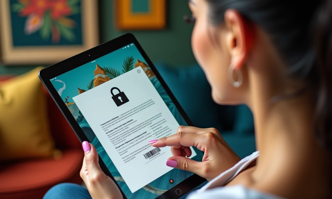 Mulher revisando formulário de consentimento de dados.