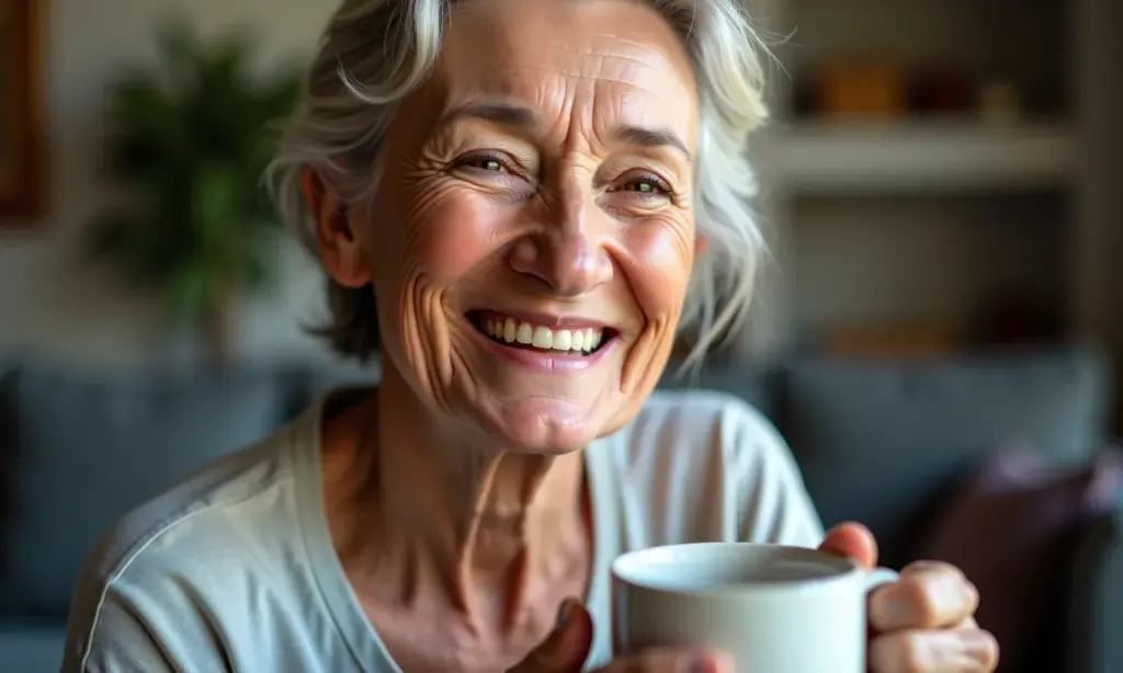 Viver com dor crônica: uma aula diária e inspiradora sobre resiliência Mulher sorrindo, transmitindo resiliência e aceitação da dor crônica.