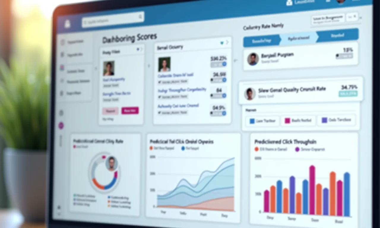 Painel de análise preditiva de engajamento de email.