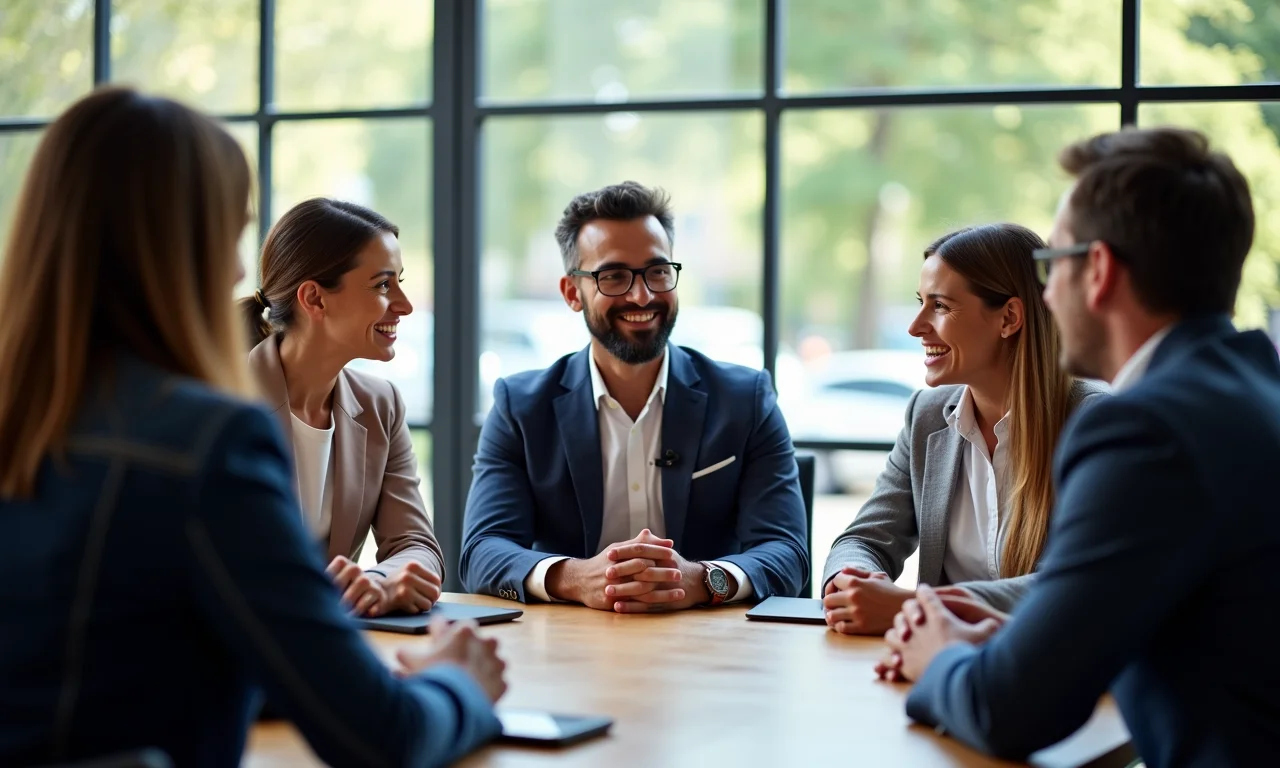Painel diverso debatendo tema relevante em podcast.