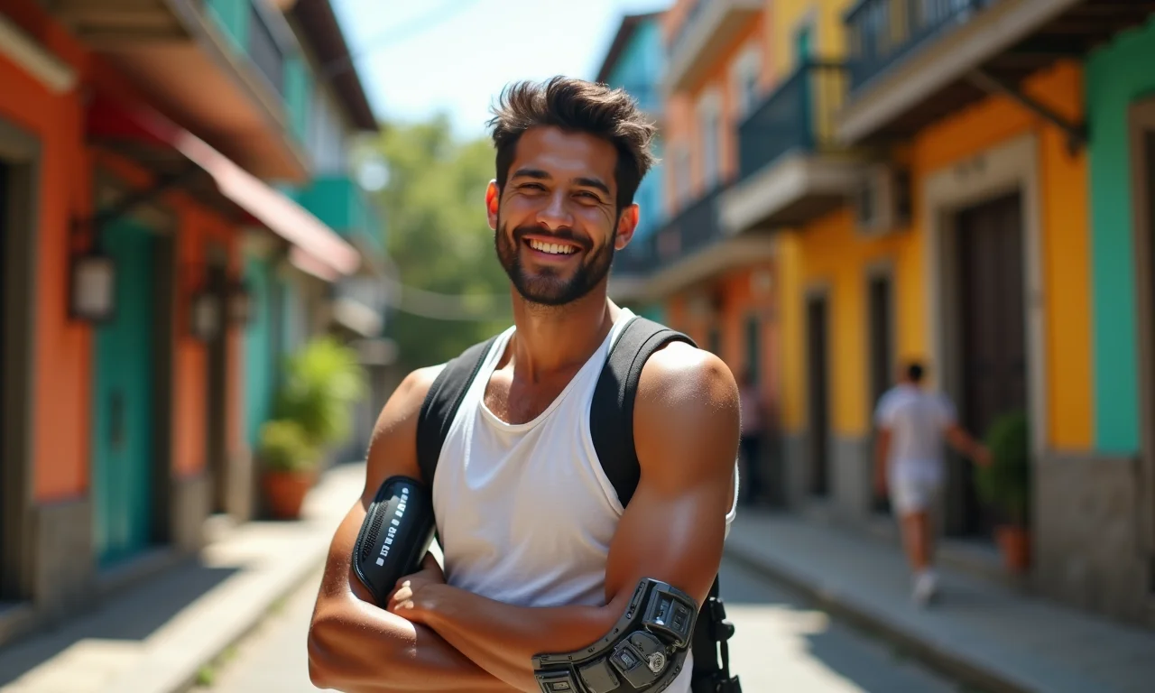 Pessoa com prótese aprimorada por edição genética no Brasil.