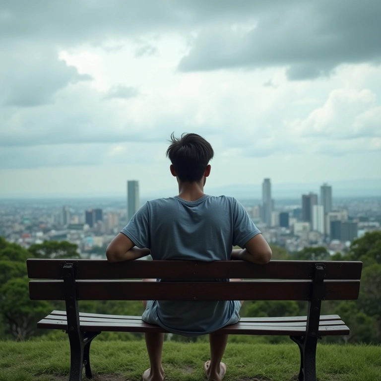 O Plano Falhou e Agora? Um Guia de Resiliência Para Lidar Com o Inesperado Pessoa sentada em banco de parque, refletindo sobre desafios.