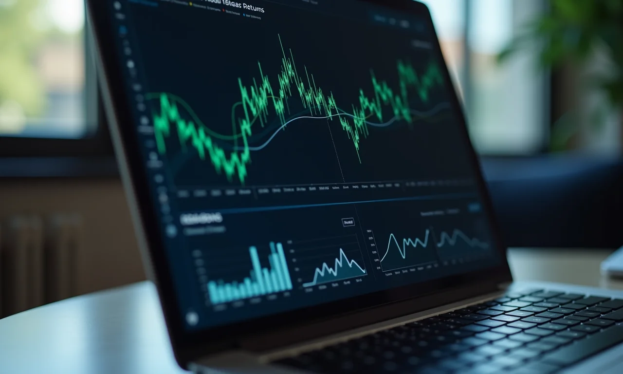 Previsão de devoluções com Machine Learning em tela de laptop.