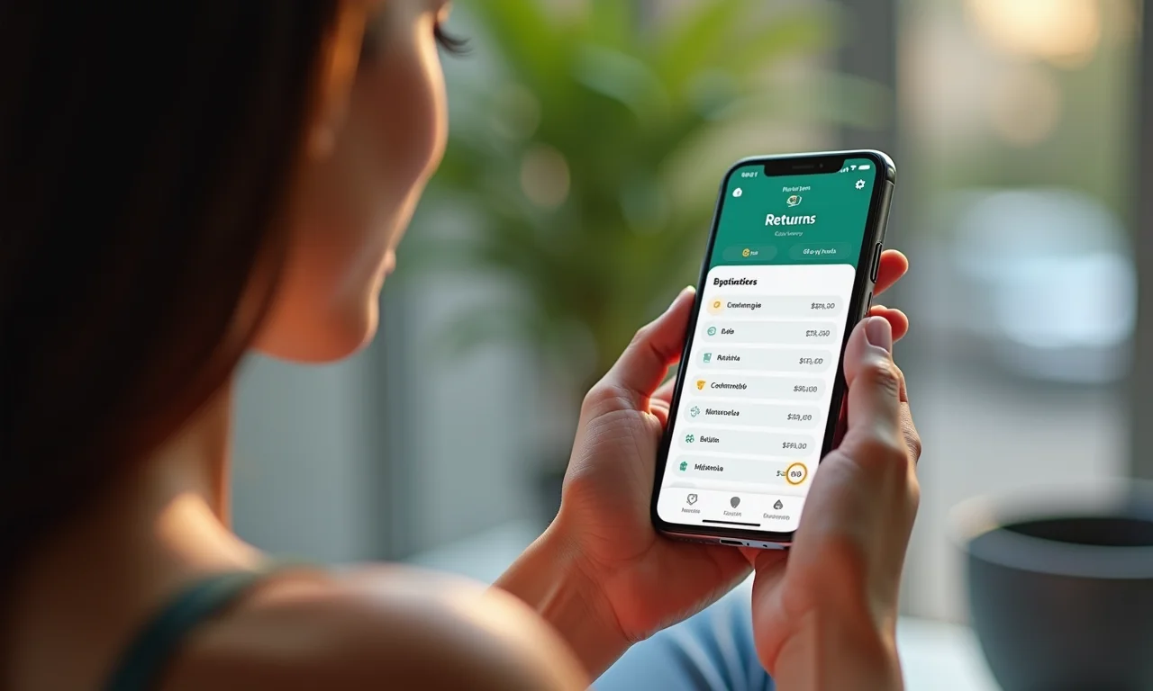 Processo de devolução facilitado via smartphone em plataforma de e-commerce.