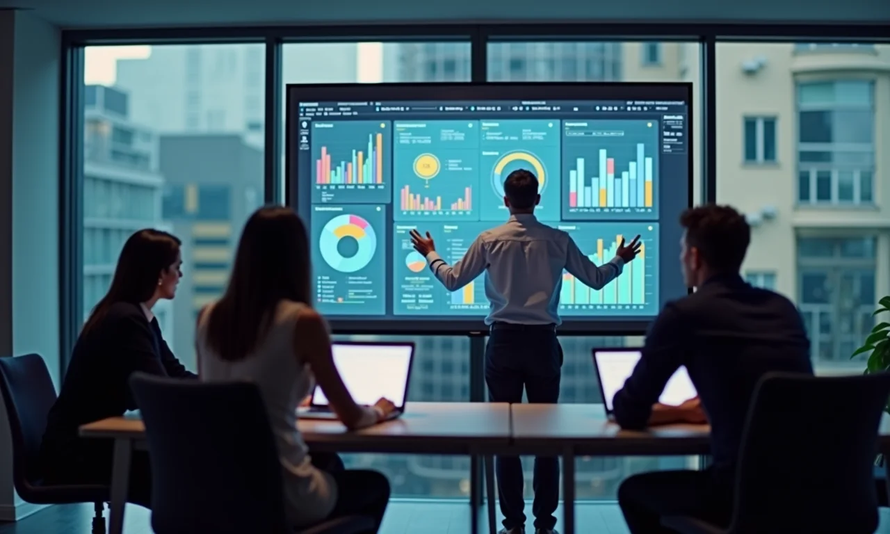Profissionais analisando dados de eficiência após implementação de gestão do conhecimento em SP.