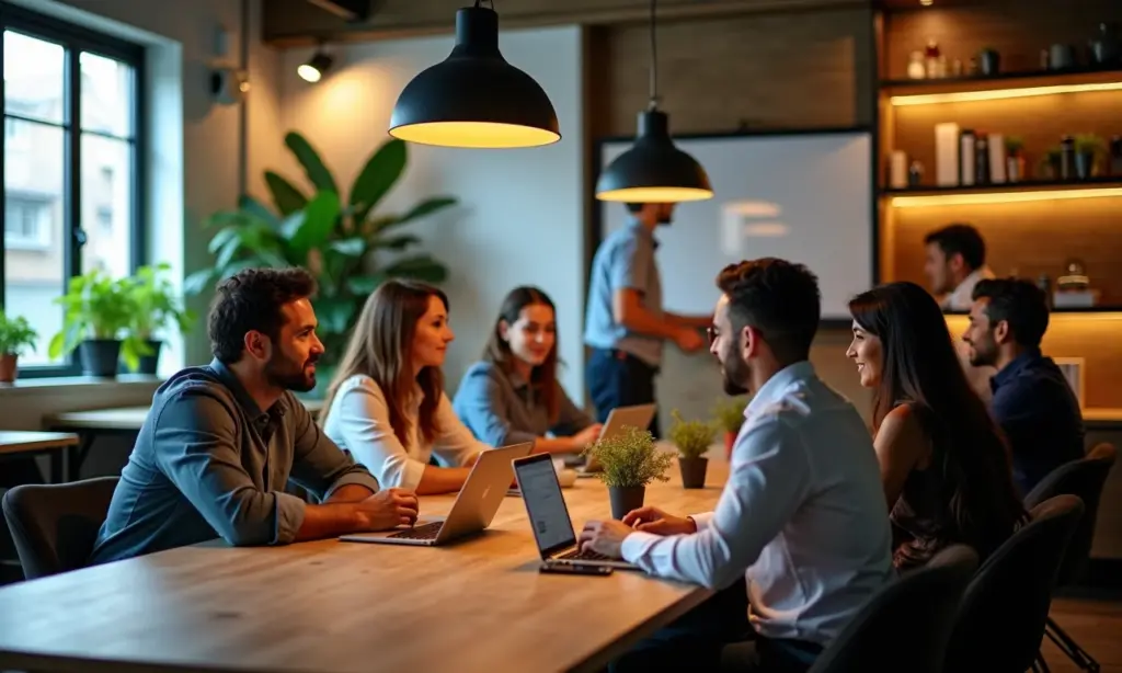Marca Pessoal em SP Construa Sua Reputação Profissionais diversos em espaço de coworking em SP, construindo marca pessoal.