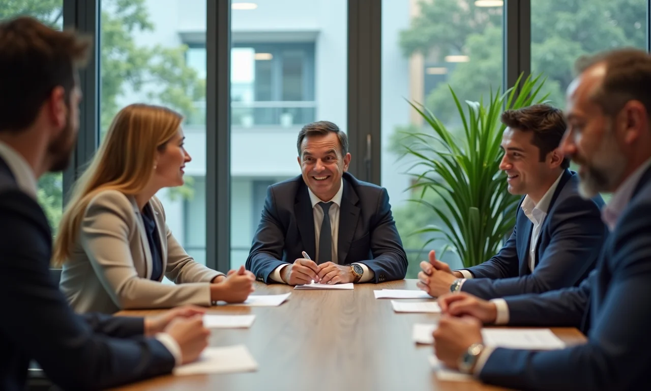 Reunião em SP, uma pessoa isolada e excluída, outros sorrindo. Assédio moral.