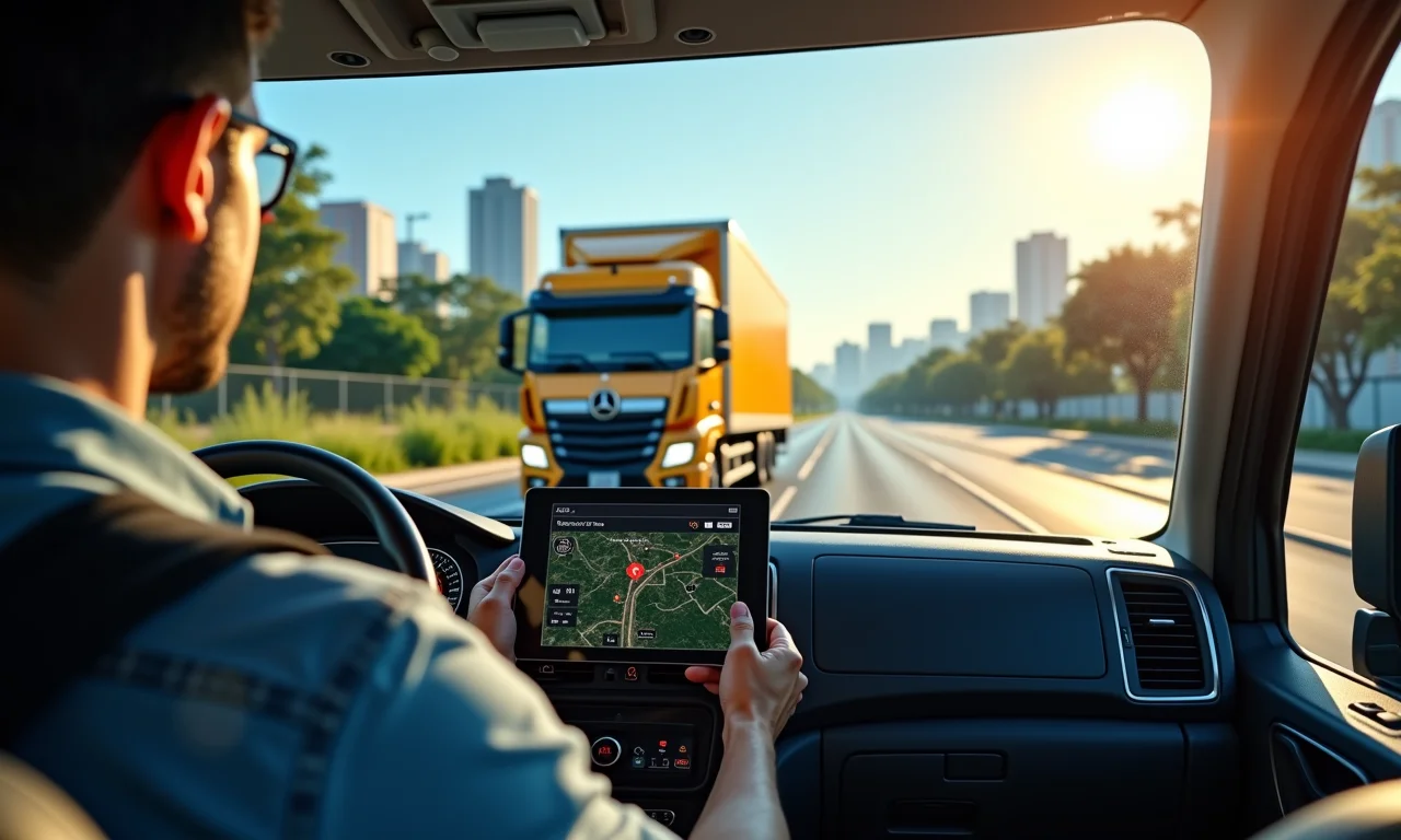 Roteamento inteligente de devoluções com IA em caminhão de entrega.