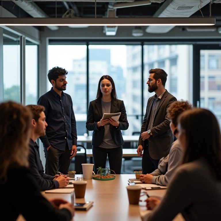 Sessão de Revisão de Sprint em espaço de coworking em São Paulo.