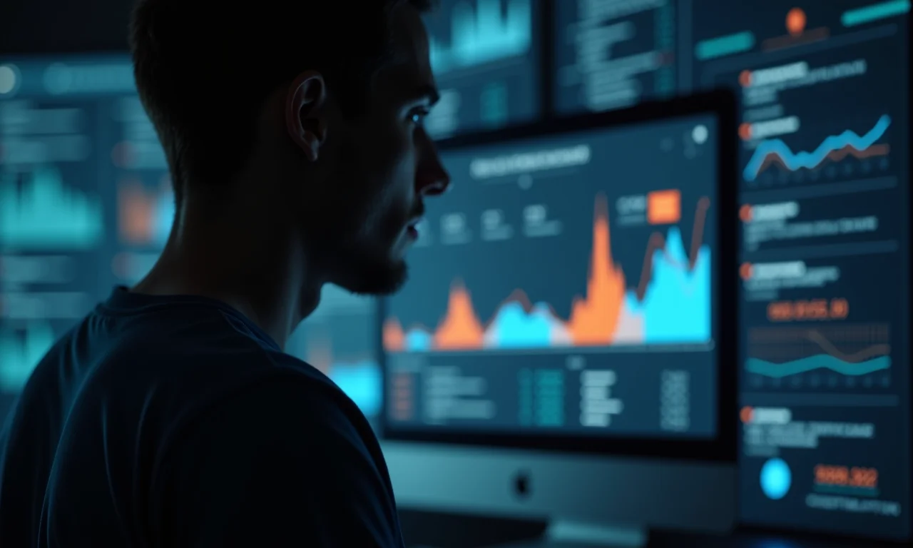 Silhueta de pessoa com fluxos de dados em torno, enfatizando privacidade no GA4.