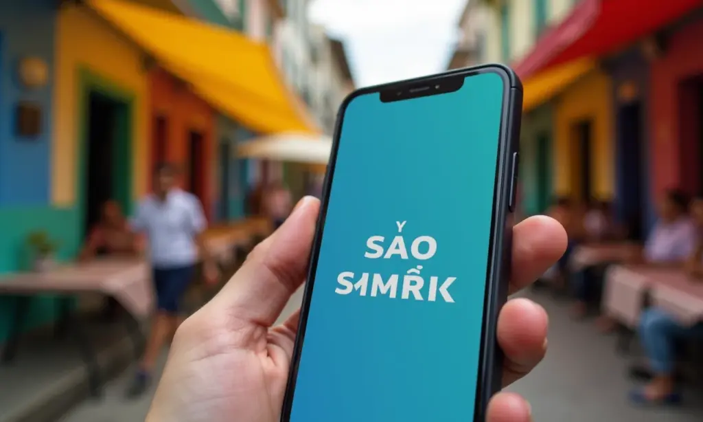 SMS Marketing Para E-commerce: Uma Estratégia Esquecida Smartphone exibindo SMS de promoção em mercado vibrante