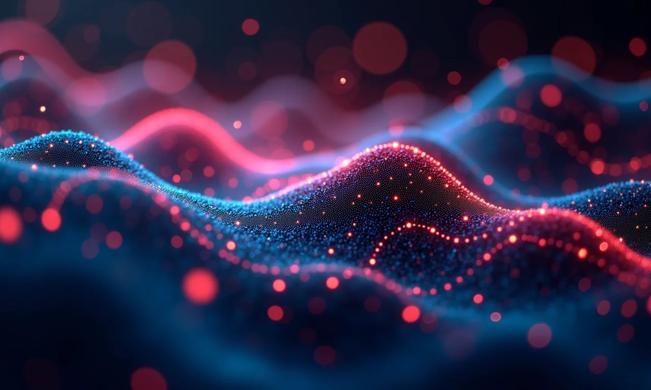 Visualização abstrata de fluxos de dados convergindo em perfis de usuários personalizados.