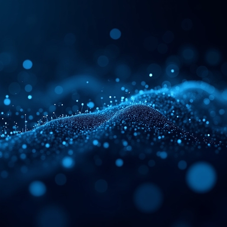 Visualização abstrata de IA analisando dados complexos.