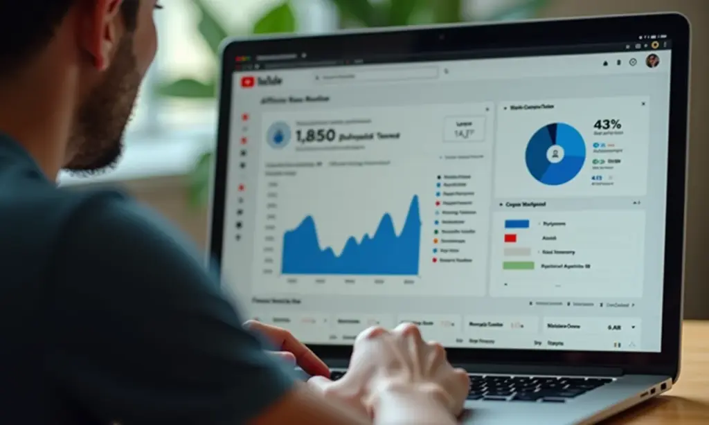 O Que É O Marketing de Afiliados Para YouTube Maximizando Seus Ganhos YouTuber brasileiro explicando marketing de afiliados em um laptop.